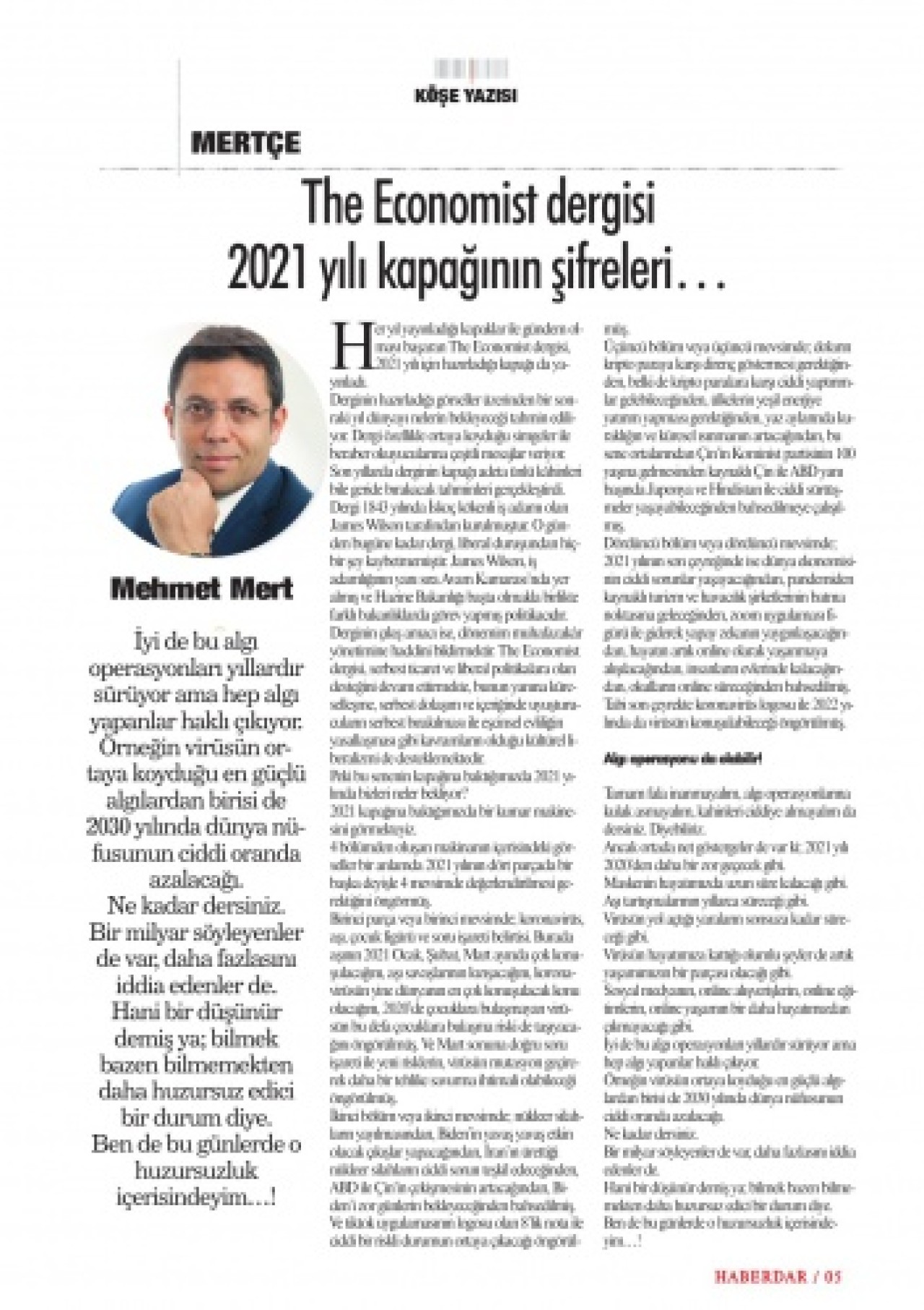 Haberdar Ocak-Şubat-Mart 2021 Sayısı 5