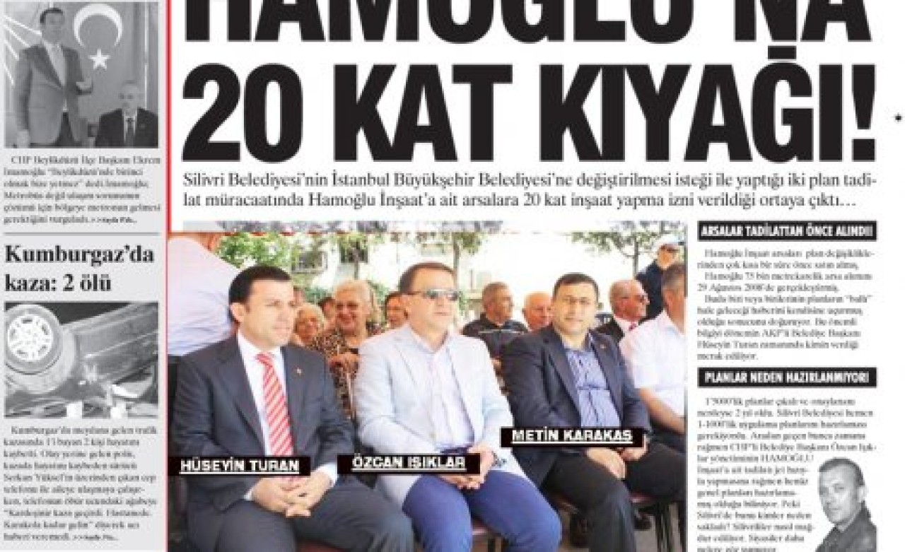 HAMOĞLU’NA 20 KAT KIYAĞI!