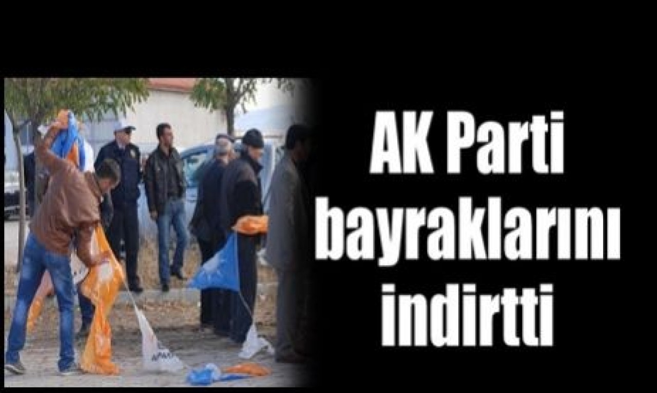 Bakan AK Parti bayraklarını indirtti