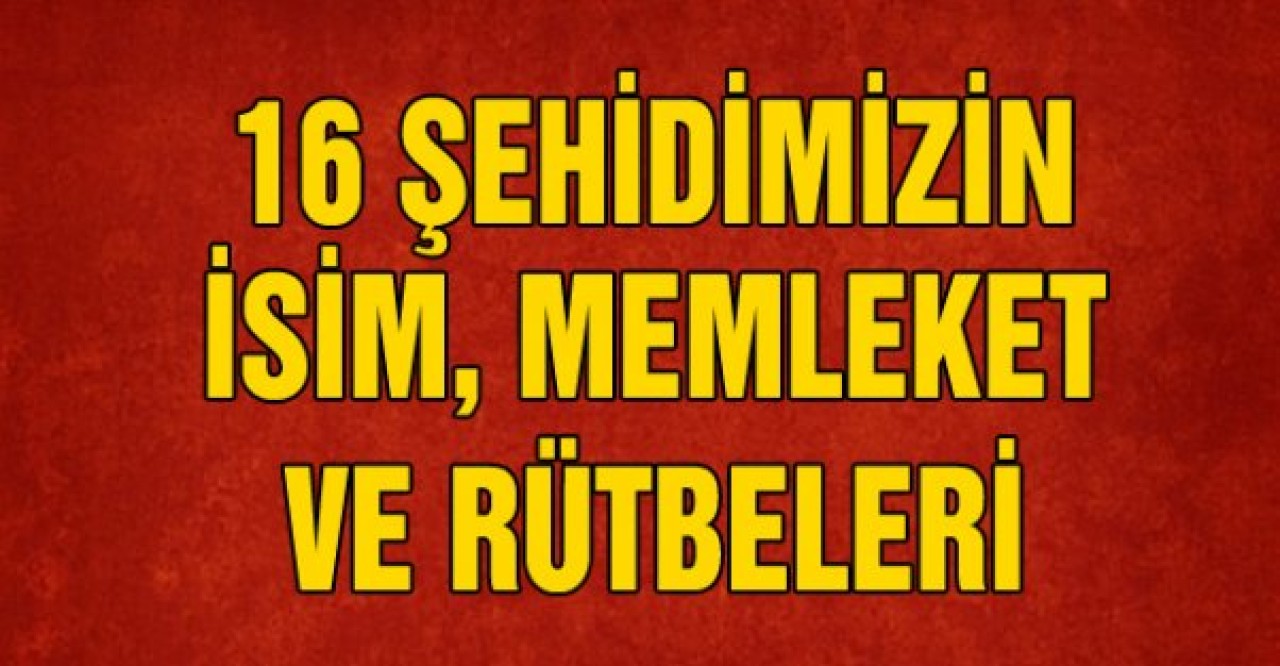 Dağlıcada Şehit Edilen 16 Askerin Kimliği Belli Oldu