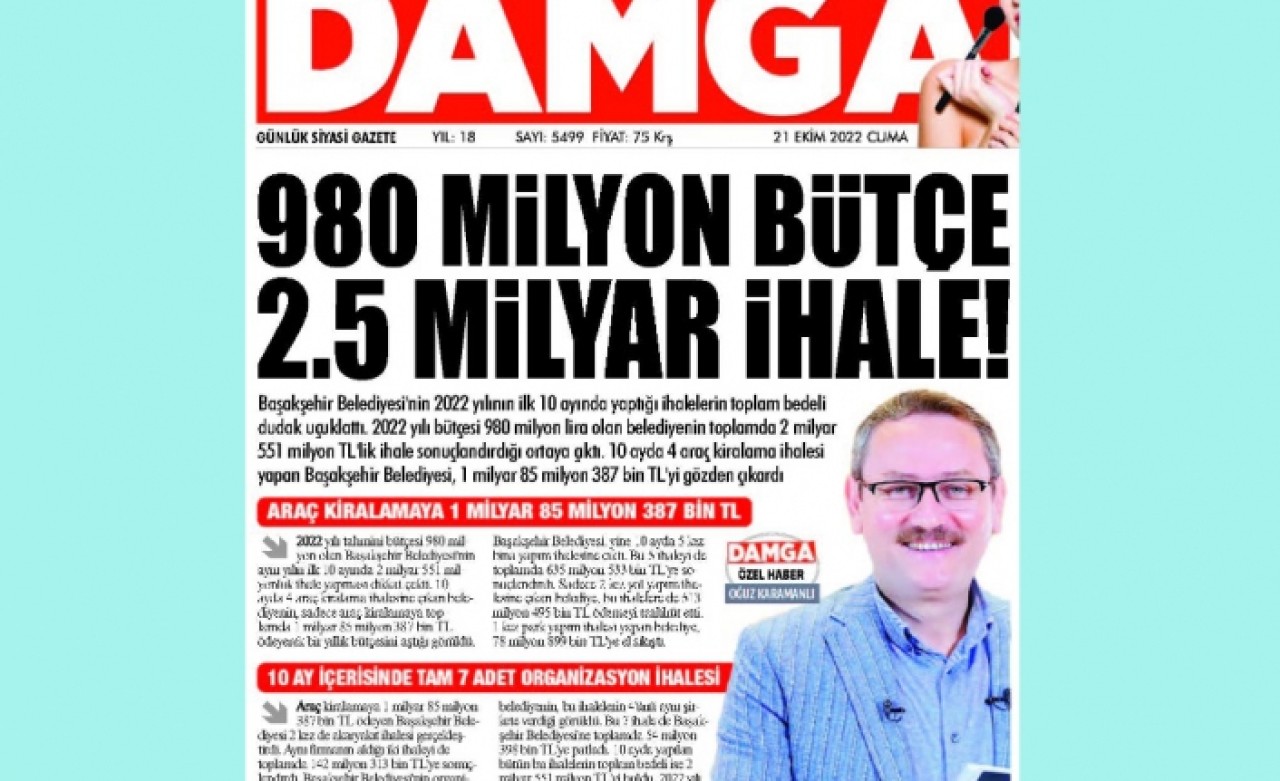 980 milyon bütçe 2.5 milyar ihale!