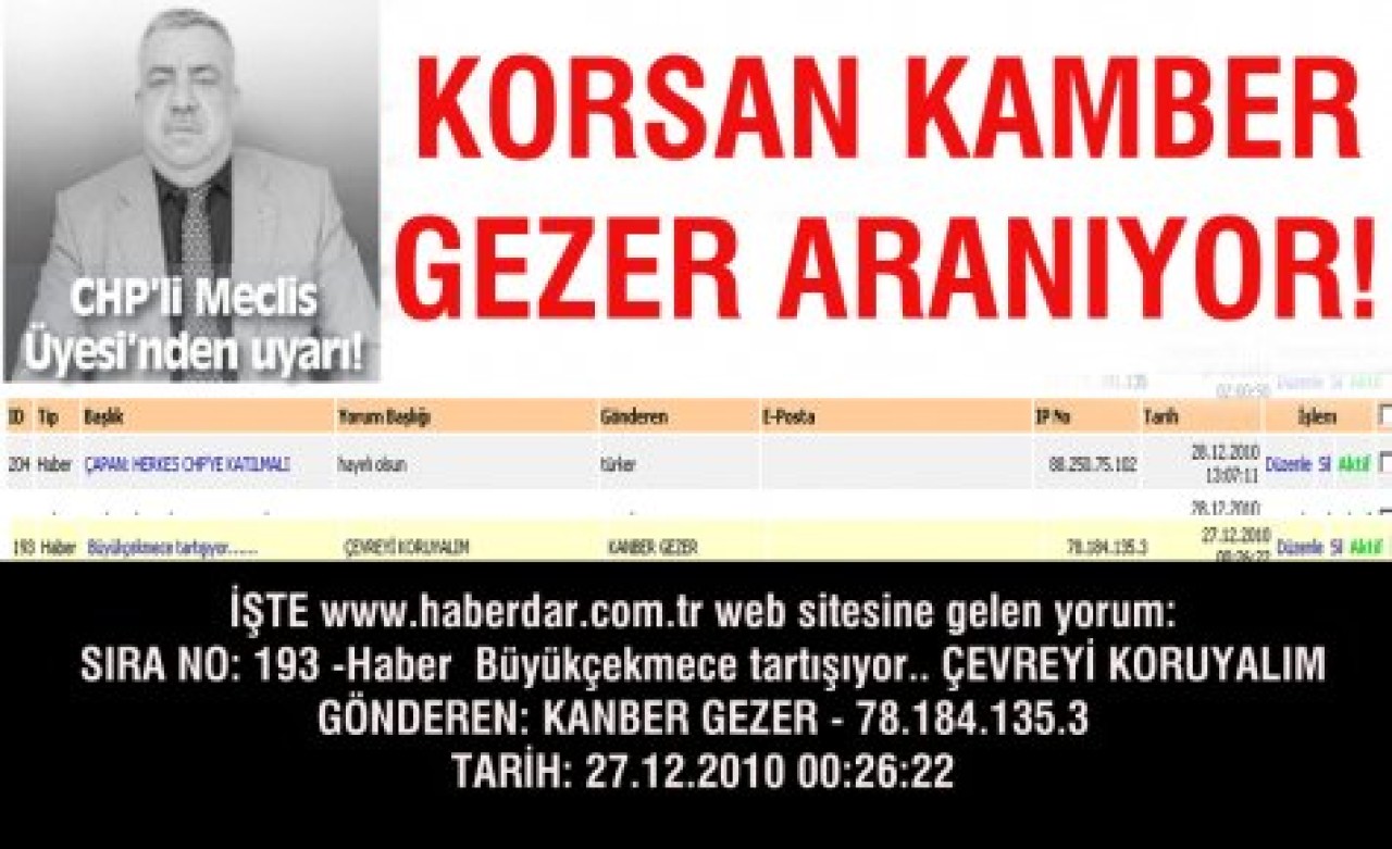 KORSAN KAMBER GEZER ARANIYOR!