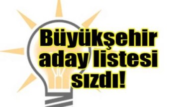 Büyükşehir aday listesi sızdı!