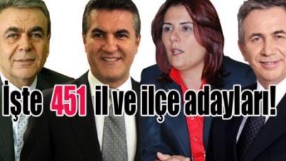 İşte 451 il ve ilçe adayları