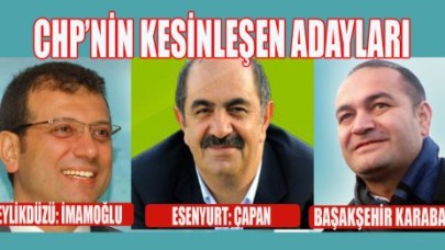 CHP'de kesinleşen adaylar