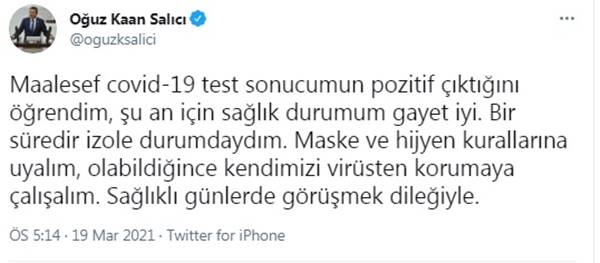 Oğuz Kaan Salıcı Koronavirüse yakalandı sağlık durumu hakkında açıklama yaptı