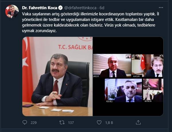 Sağlık Bakanı Koca o illeri uyardı Virüs henüz yok olmadı