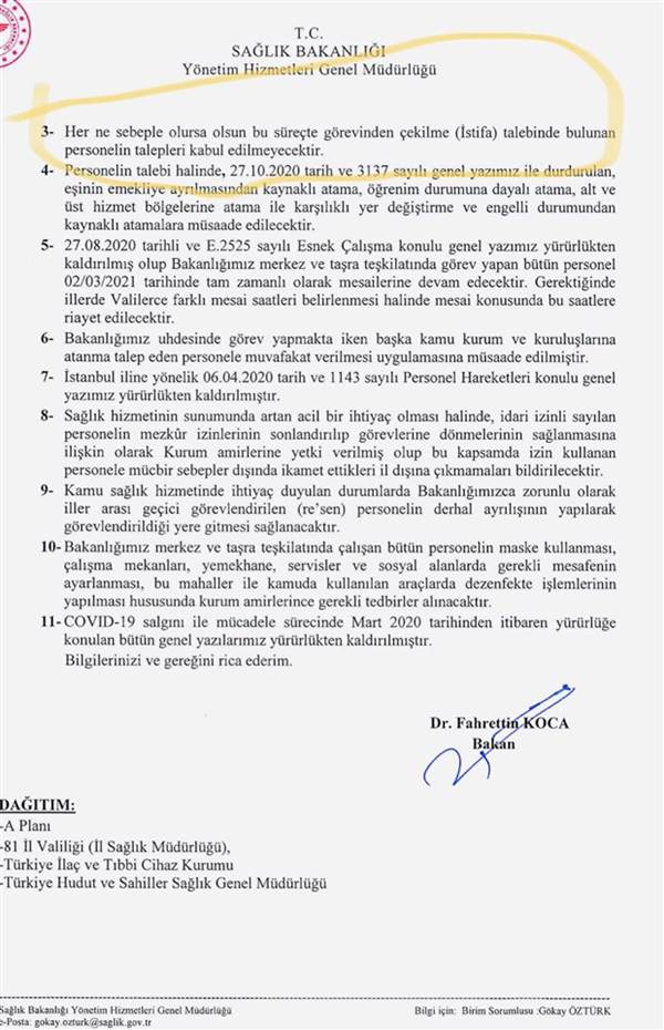 Sağlık Bakanlığı'ndan yeni genelge Talepleri kabul edilmeyecek 